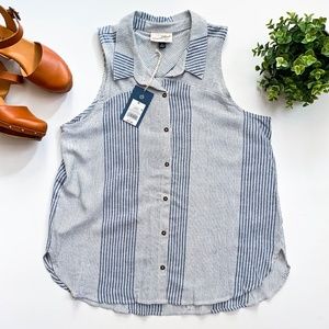 Universal Thread Denim Stripe Button Down Tank